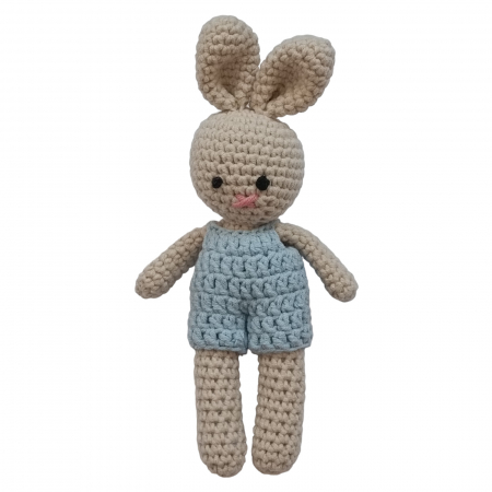 Jucarii crosetate - Iepure crosetat cu salopeta albastra
