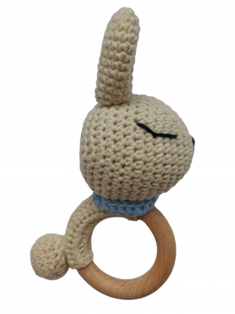 Set cadou jucarie crosetata Leu + jucarie dentitie crosetata Leu + muselina verde [1]