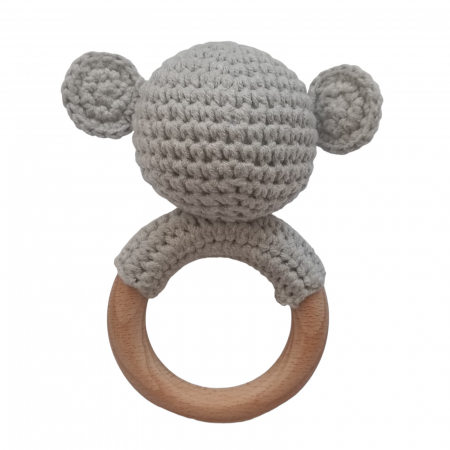 Set cadou bebelusi - jucarie crosetata Koala - jucarie dentitie crosetata Koala - muselina mustar [6]