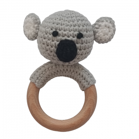 Set cadou bebelusi - jucarie crosetata Koala - jucarie dentitie crosetata Koala - carduri din lemn aniversare lunara [4]
