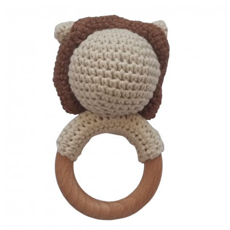 Set cadou jucarie crosetata Leu + jucarie dentitie crosetata Leu + muselina verde [6]