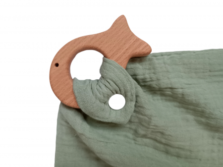 Set cadou jucarie crosetata Leu + jucarie dentitie crosetata Leu + muselina verde [8]