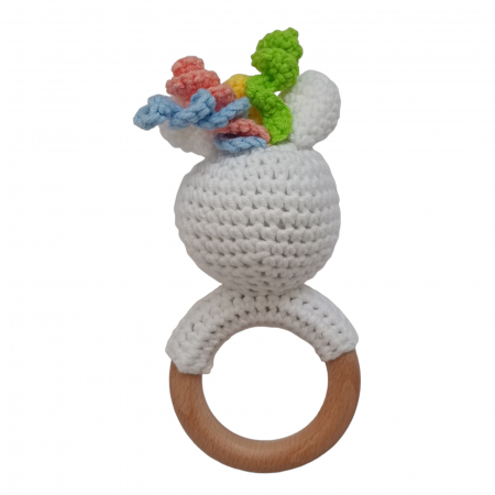 Set cadou jucarie crosetata Unicorn + jucarie dentitie crosetata Unicorn + muselina roz [4]