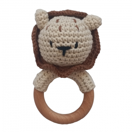 Set cadou jucarie crosetata Leu + jucarie dentitie crosetata Leu + muselina verde [4]