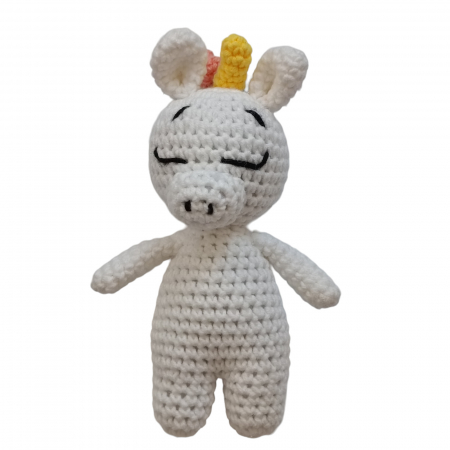 Set cadou - Jucarie Unicorn crosetat - babetica alb cu flori [1]