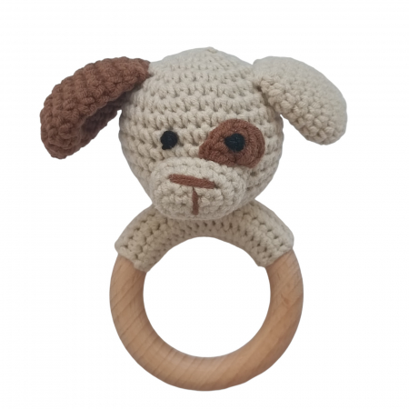 Set cadou - Jucarie dentitie Catel crosetat - babetica albastra - lant suzeta cu clema [1]