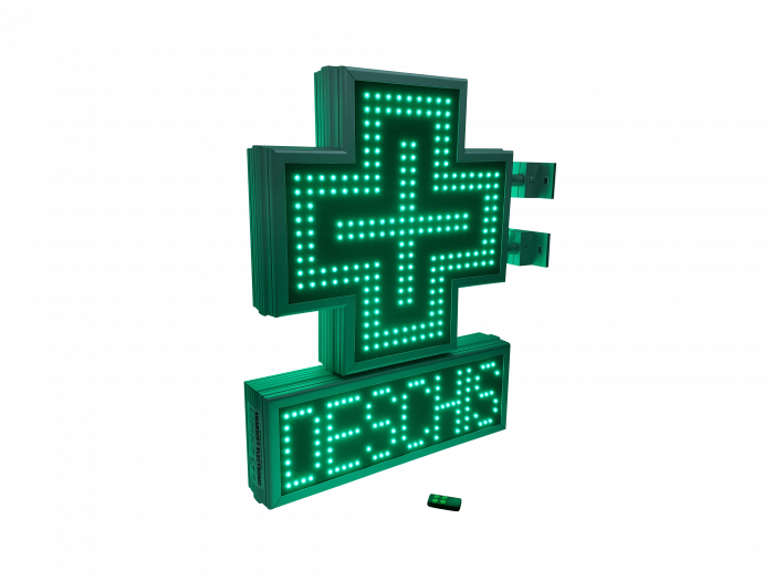 Cruce farmacie cu LED-uri model ANIMAT 500mm x 500m cu afisaj DESCHIS LED-uri verzi [2]
