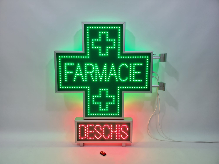 Cruce farmacie cu LED-uri model ANIMAT 850mm x 850m cu afisaj DESCHIS [1]