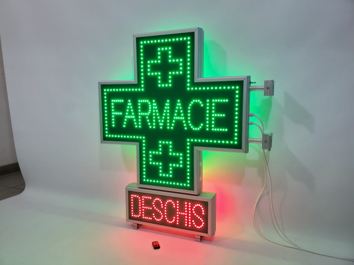 Cruce farmacie cu LED-uri model ANIMAT 850mm x 850m cu afisaj DESCHIS [3]