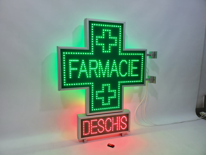 Cruce farmacie cu LED-uri model ANIMAT 850mm x 850m cu afisaj DESCHIS [2]