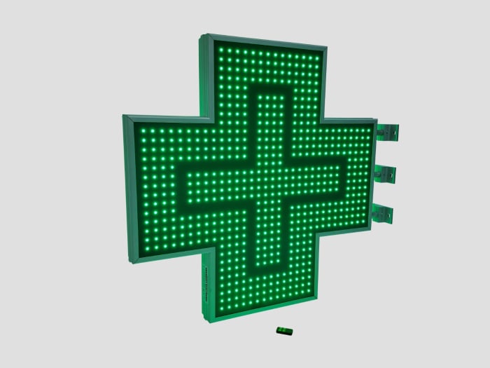 Cruce farmacie model ANIMAT 1000mm x 1000mm LED-uri VERZI [1]