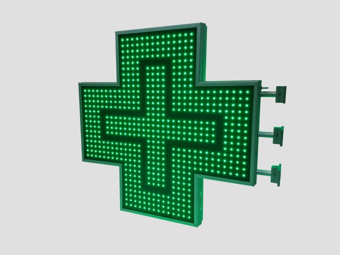 Cruce farmacie model ANIMAT 1000mm x 1000mm LED-uri VERZI [2]