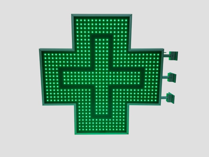 Cruce farmacie model ANIMAT 1000mm x 1000mm LED-uri VERZI [3]