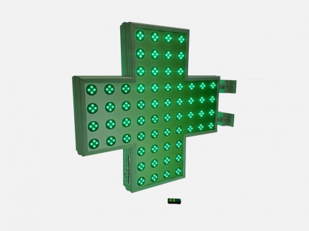 CRLD700X700HELIOS Cruce farmacie cu LED-uri 700mm x 700mm model HELIOS, LED-uri VERZI