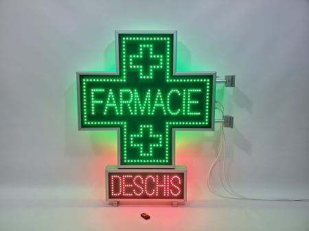 Cruce farmacie cu LED-uri model ANIMAT 850mm x 850m cu afisaj DESCHIS