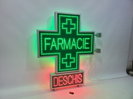 Cruce farmacie cu LED-uri model ANIMAT 850mm x 850m cu afisaj DESCHIS [1]