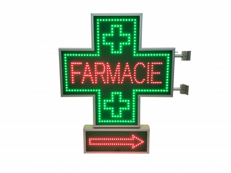 Cruce farmacie cu LED-uri model ANIMAT 850mm x 850m cu afisaj SAGEATA