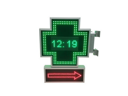 Cruce farmacie cu LED-uri model ODT+M 600mm x 600m cu afisaj SAGEATA