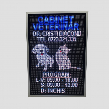 Reclama luminoasa LED 730mm x 1050mm P5 pentru CABINETE VETERINARE [1]