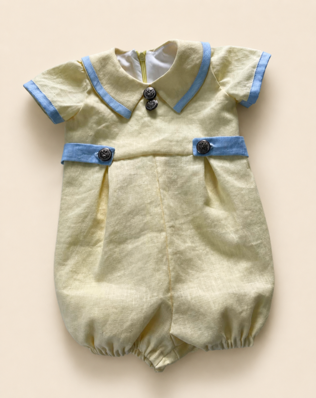 Romper Elegant din In cu Pantaloni Bufanți [2]