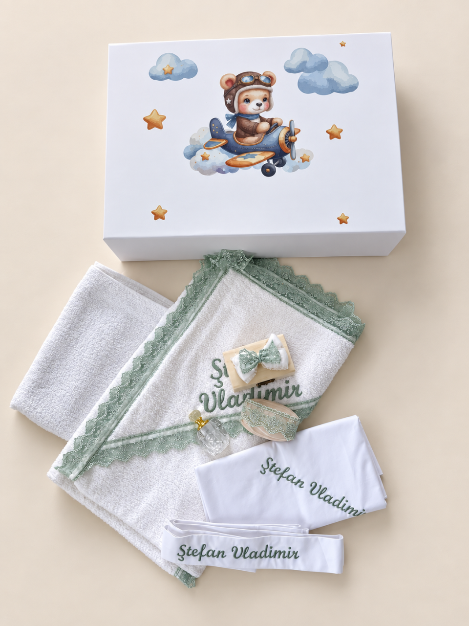 Trusou Botez Premium Personalizat 3D pentru Baieti din Muselină și Catifea – Crystalines [3]