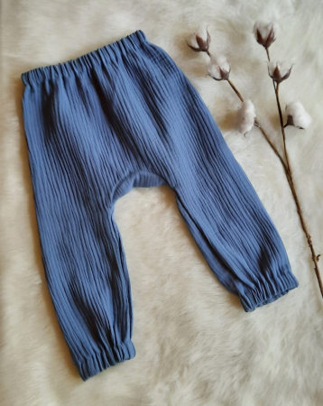 Pantaloni muselina - Pantaloni muselina Pinocchio, culoare albastru denim