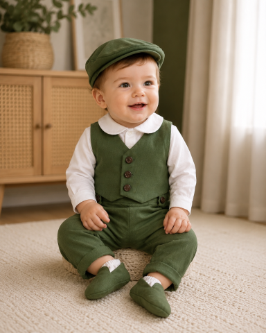 Tinute botez baieti - Costum Elegant din In Verde Forest pentru Băieței | Crystalines