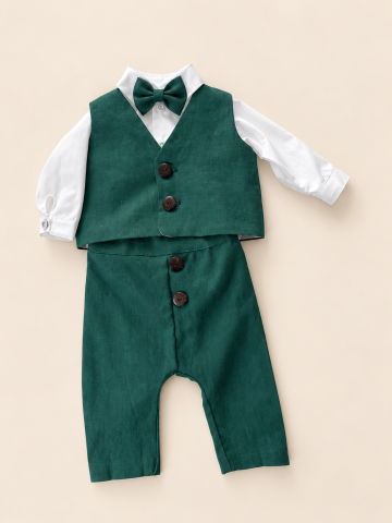 Tinute botez baieti - Costum Elegant din In Verde pentru Băieței- Stefan
