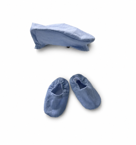 Costumaș Elegant Geo, din In, pentru Băieței, Bleu – Vestă, Cămașă și Pantaloni Scurți [4]