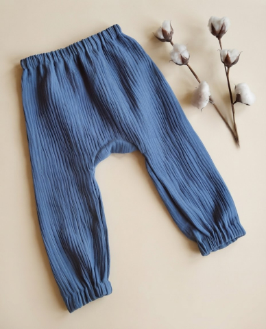 Pantaloni muselina - Pantaloni muselina Pinocchio, culoare albastru denim