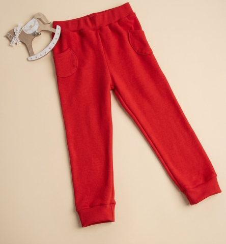 Baieti - Pantaloni rosii lana merinos