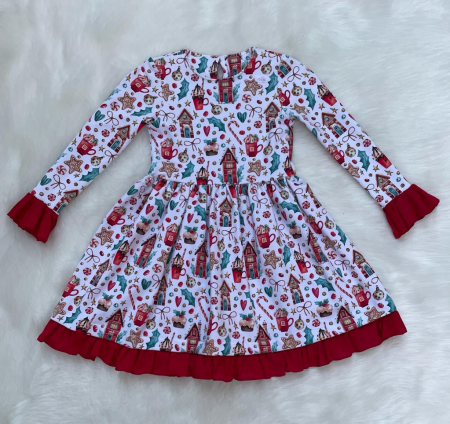 Rochii bumbac organic - Rochita bumbac organic multicolor XMas Magic