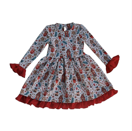 Rochii bumbac organic - Rochita bumbac organic multicolor XMas Magic