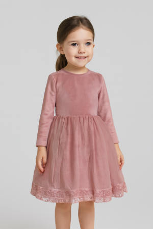 Rochii pentru evenimente - Rochita catifea si tulle roz pudra