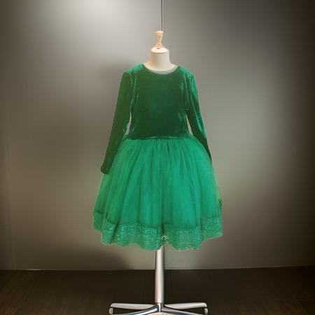 Rochii pentru evenimente - rochita catifea si tul verde