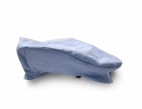 Accesorii botez baieti - Șapcă elegantă pentru băieți din in natural bleu, modelul Geo