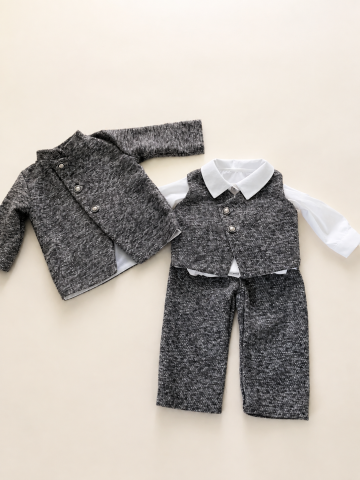 Set Trusou Botez Personalizat Arthur, Costumaș 4 Piese din Stofa, Trusou Bumbac și Cufăr Buretat [4]
