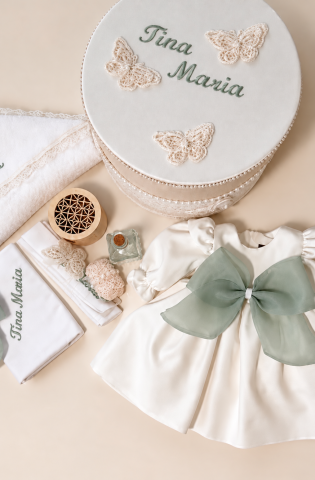 Trusouri botez fetite - Set trusou botez personalizat Azaleea