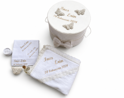 Trusouri botez fetite - Set trusou botez personalizat cu fluturasi
