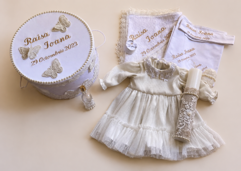Trusouri botez fetite - Set trusou botez personalizat Victoria