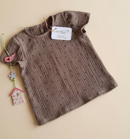 Baieti - Tricou de muselina organica cu croi lejer, potrivit pentru vremea calduroasa