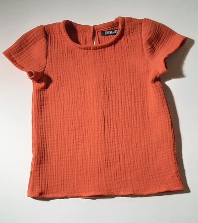 Tricouri, bluze muselina - Tricou de muselina organica cu croi lejer, potrivit pentru vremea calduroasa