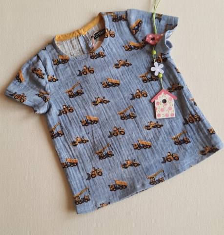 Tricouri, bluze muselina - Tricou de muselina organica cu croi lejer, potrivit pentru vremea calduroasa