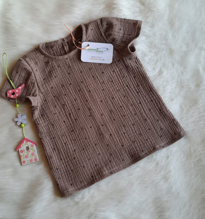 Tricouri, bluze muselina - Tricou de muselina organica cu croi lejer, potrivit pentru vremea calduroasa
