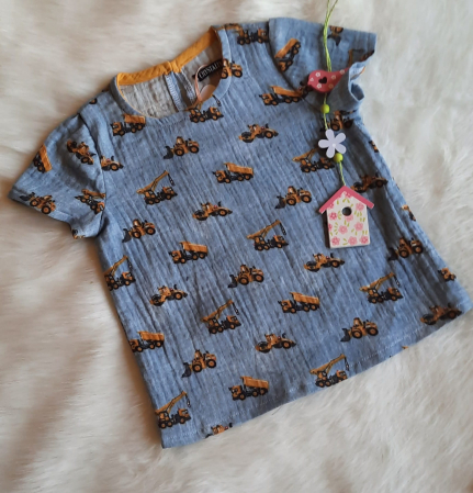 Tricouri, bluze muselina - Tricou de muselina organica cu croi lejer, potrivit pentru vremea calduroasa