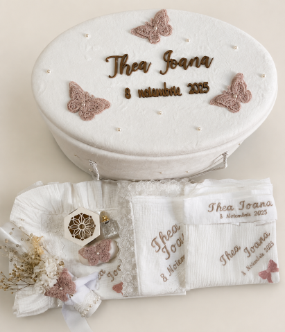 Trusouri botez fetite - Trusou Botez Premium din Muselină și Catifea – Crystalines