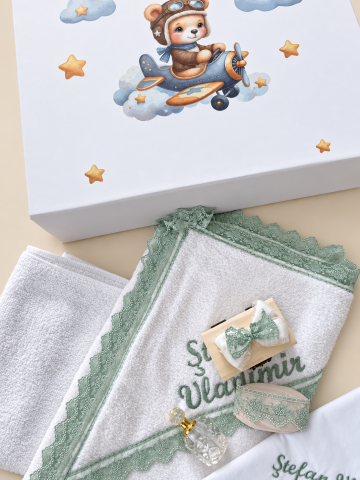 Trusou Botez Premium Personalizat 3D pentru Baieti din Muselină și Catifea – Crystalines [4]