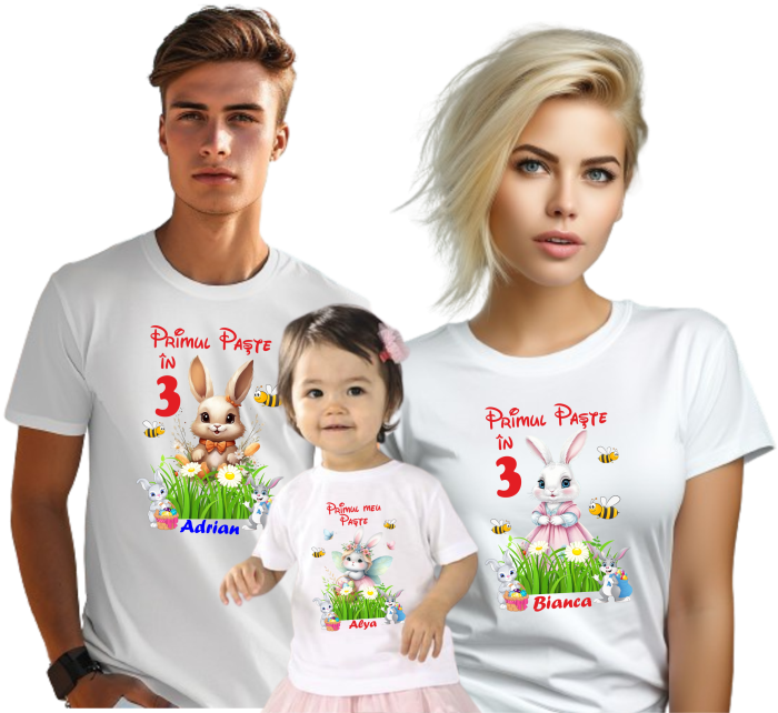Tricouri Familie „Echipa Iepurașului” – Set Personalizat Paște [2]