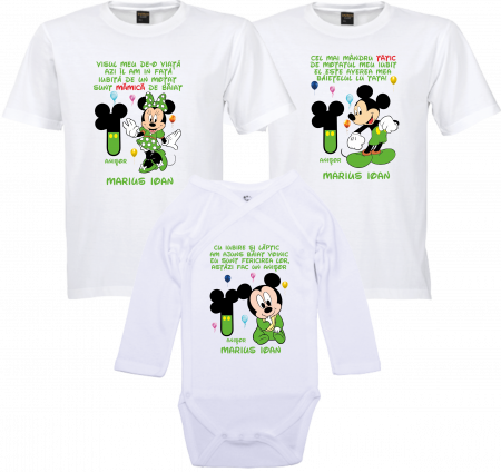 Model Mickey și Minnie Mouse - Moț de poveste cu Mickey – Tricou personalizat cu numele copilului