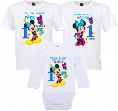 Model Mickey și Minnie Mouse - Moțul perfect cu tricouri personalizate cu Mickey